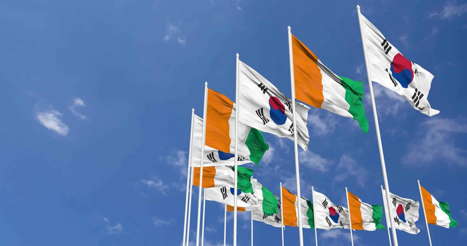 South Korea Ivory Coast live stream - A group of flags