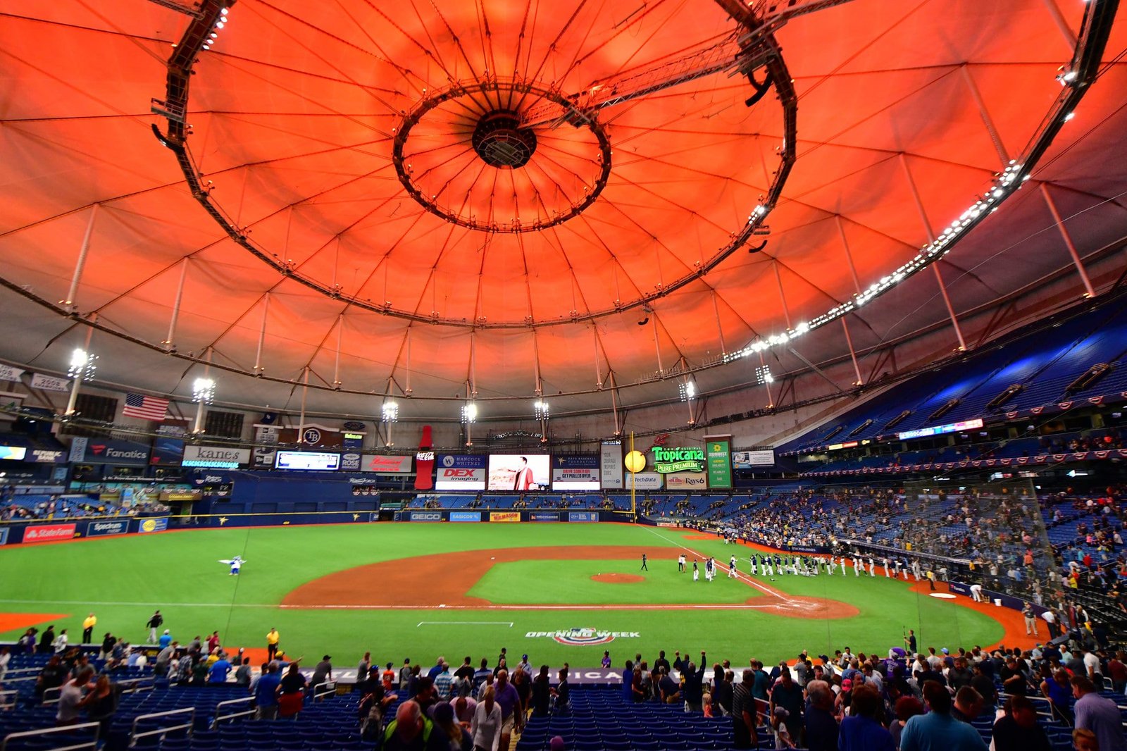 Tampa Bay Rays - A baseball stadium with a large crowd of people