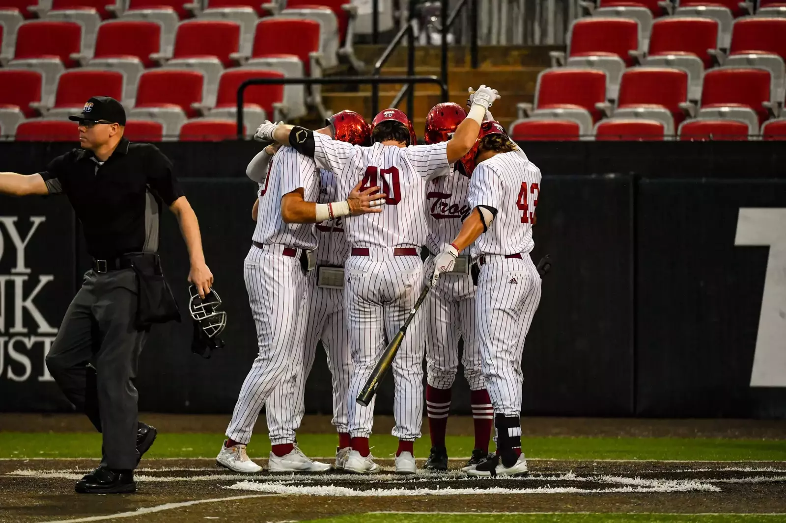 A baseball Florida A&M vs Troy baseball game live is conged by his teammates